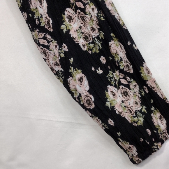 Rebellion Floral Dress Women's M Black Pink Cottagecore Peasant Retro 90s Y2K - Picture 3 of 9